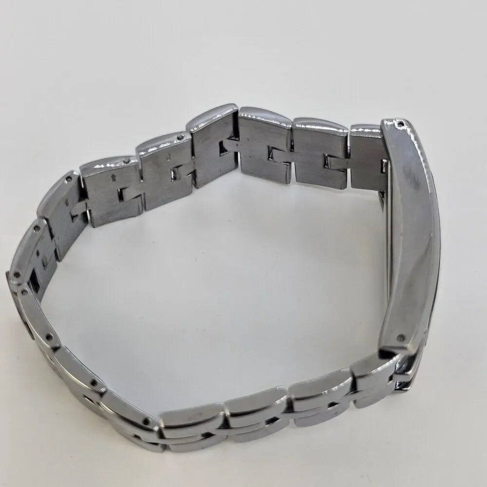 Relic‎ Tank Watch Men 27mm ZR77044 Silver Tone Black Dial Date New Battery 7.5